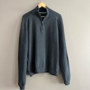 Ted Backer London Mens Quarter Zip Sweater Sz XL (5) Gray Textured Sleeves